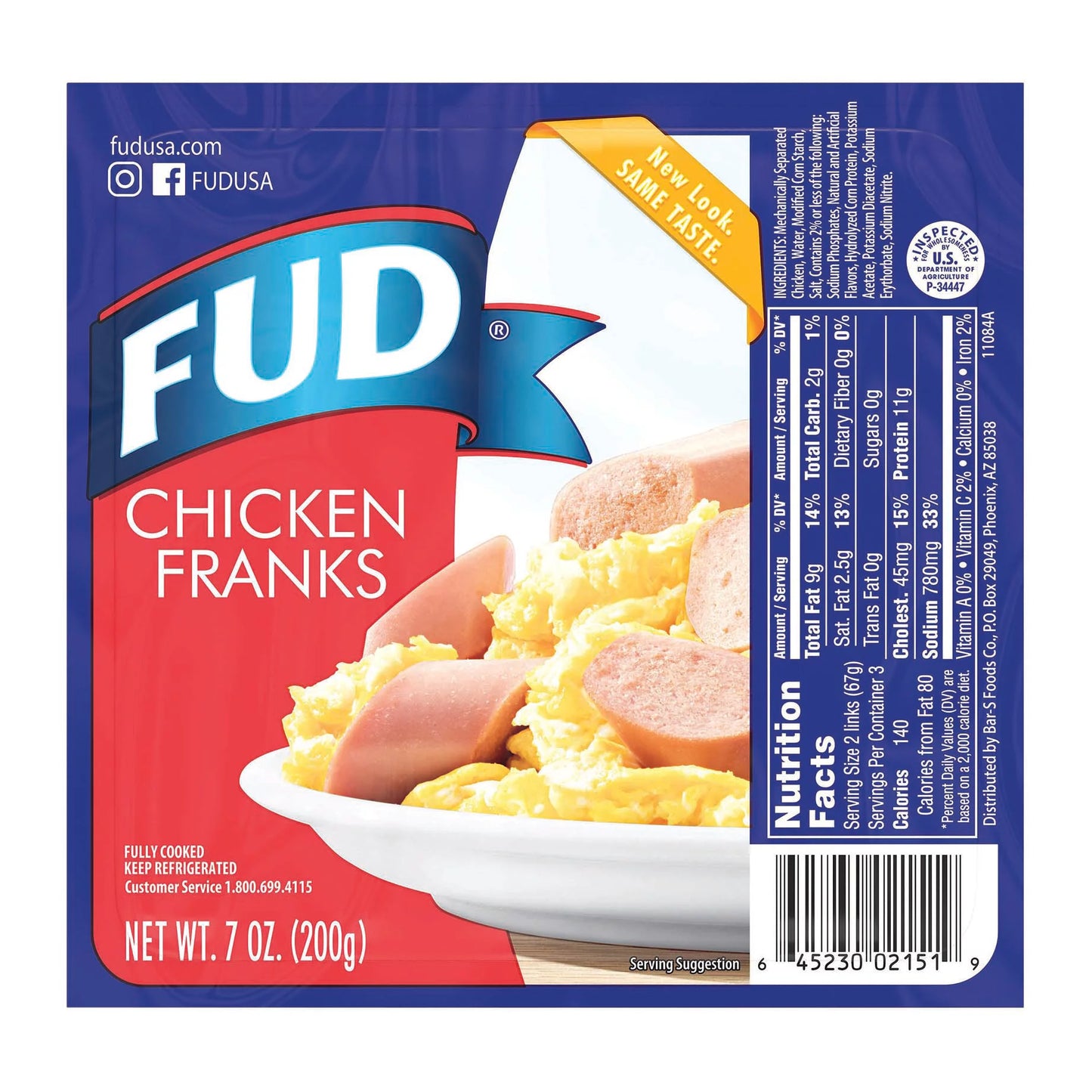 Fud Chicken Franks 7 OZ