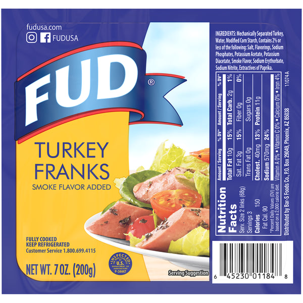 Fud Turkey Franks 7 OZ